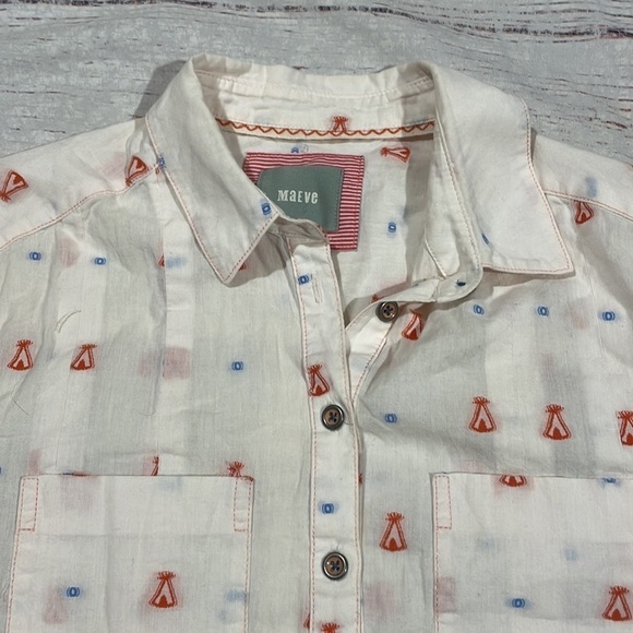 Anthropologie Maeve Miette Teepee Embroidered Button Down Shirt - Picture 5 of 10
